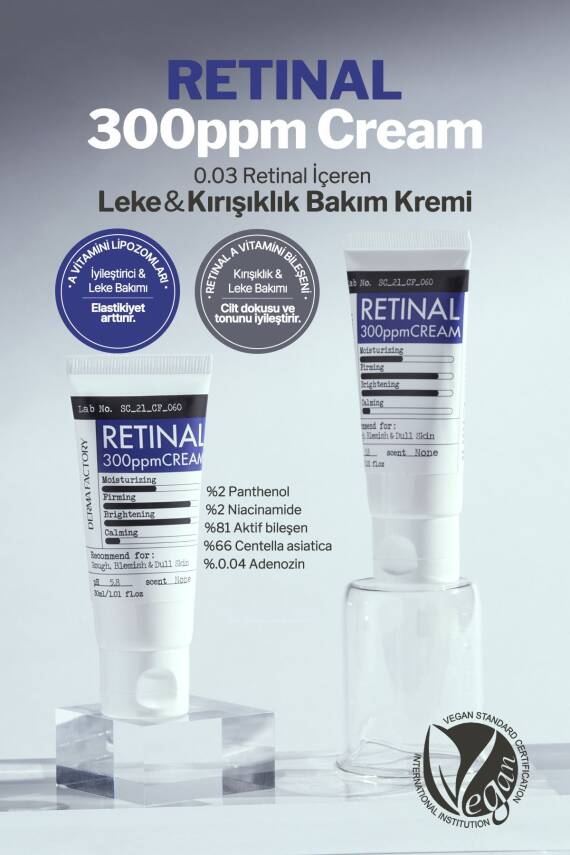 0.03 Retinal İçeren Leke ve Kırışıklık Bakım Kremi Derma Factory Retinal 300 PPM Cream 30ml - 2