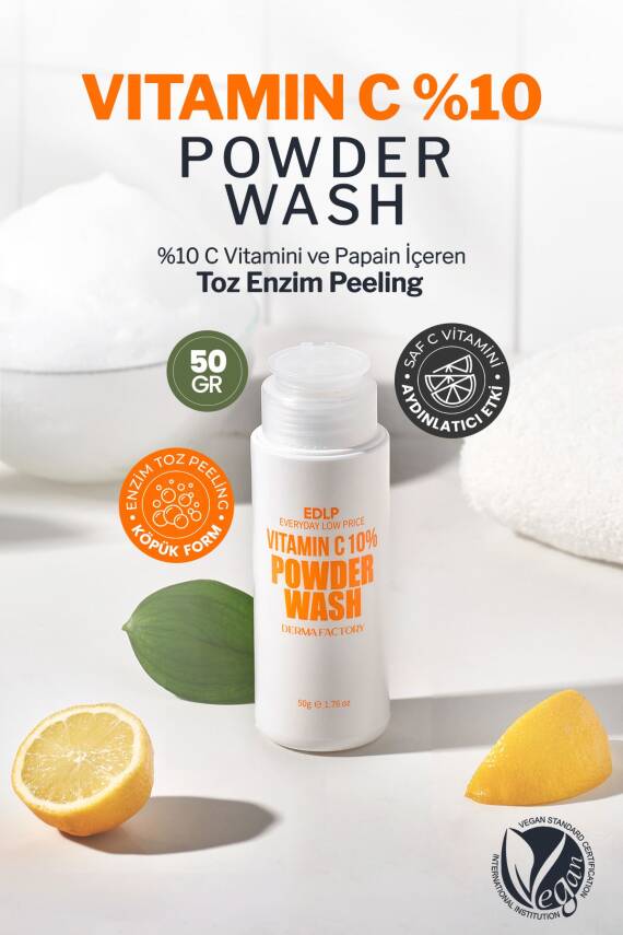 %10 C Vitamini İçeren Toz Enzim Peeling Derma Factory Vitamin C Powder Wash Yüz Peelingi 50gr - 2