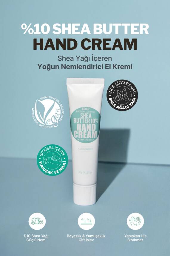 %10 Shea Yağı İçeren Yoğun Nemlendirici El Kremi Derma Factory Shea Butter Hand Cream 30ml - 2