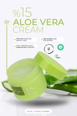 %15 Aloe Vera Içeren Yatıştırıcı Nemlendirici Krem Aloe 15% Cream - 2