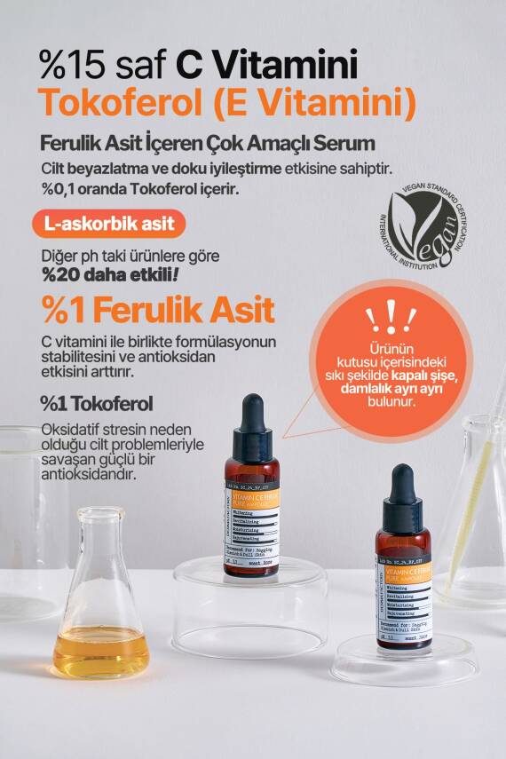 %15 Saf C Vitamini İçeren Aydınlatıcı Serum Derma Factory Pure Vitamin C E Ferulic Ampoule - 5