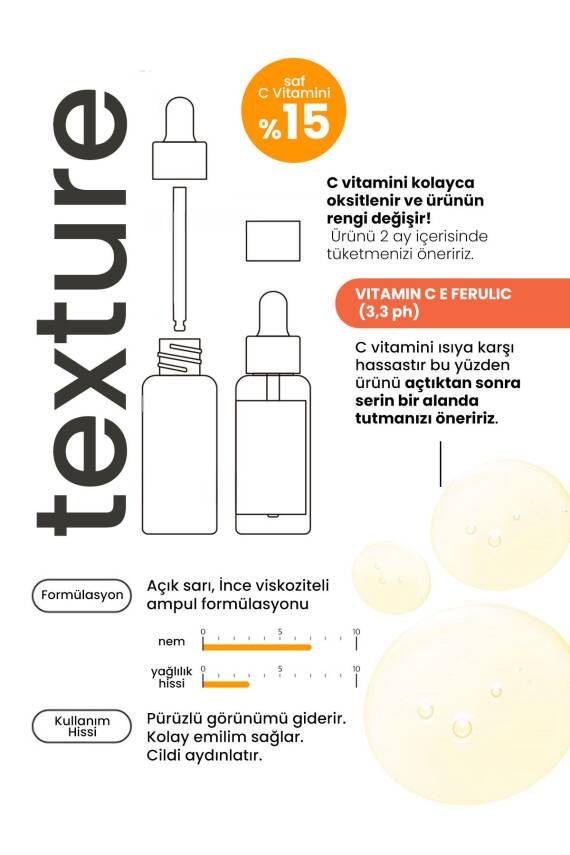 %15 Saf C Vitamini İçeren Aydınlatıcı Serum Derma Factory Pure Vitamin C E Ferulic Ampoule - 6