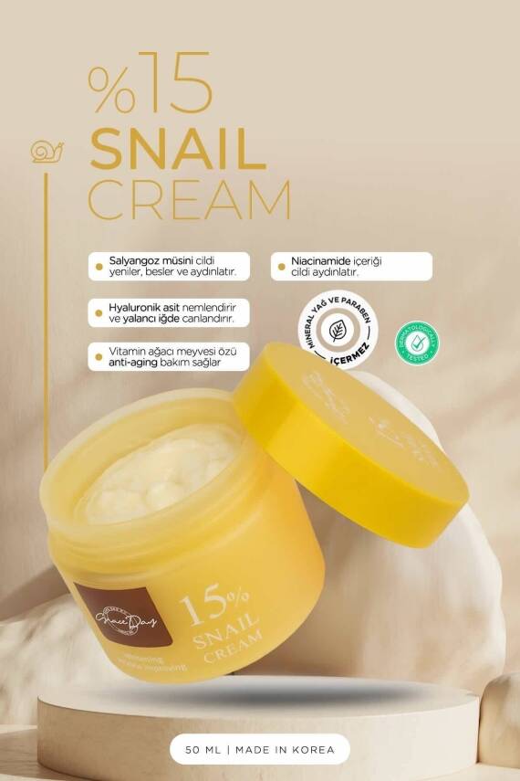 %15 Salyangoz Mukus Içeren Yenileyici Nemlendirici Krem Snail %15 Cream - 2