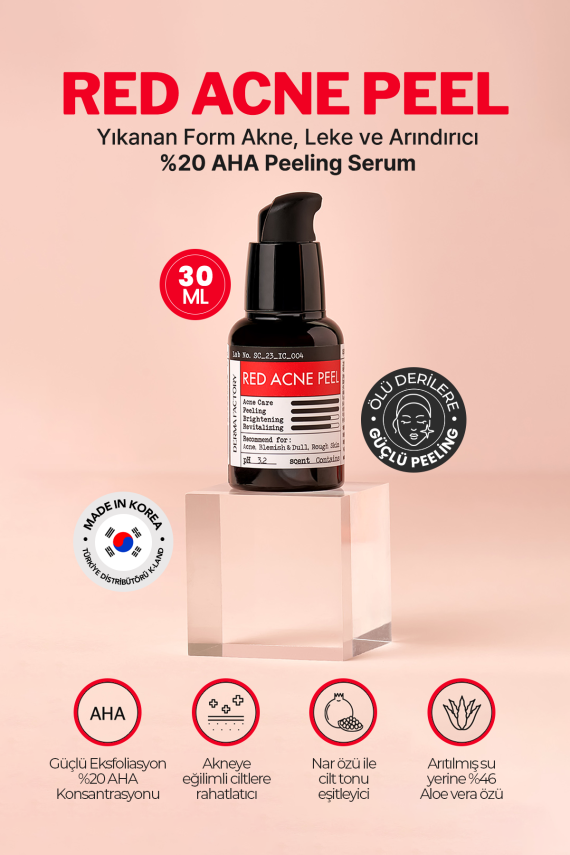 %20 AHA Peeling Serum Yıkanan Form Akne; Leke ve Arındırıcı Derma Factory Red Acne Peel 30 ml - 2