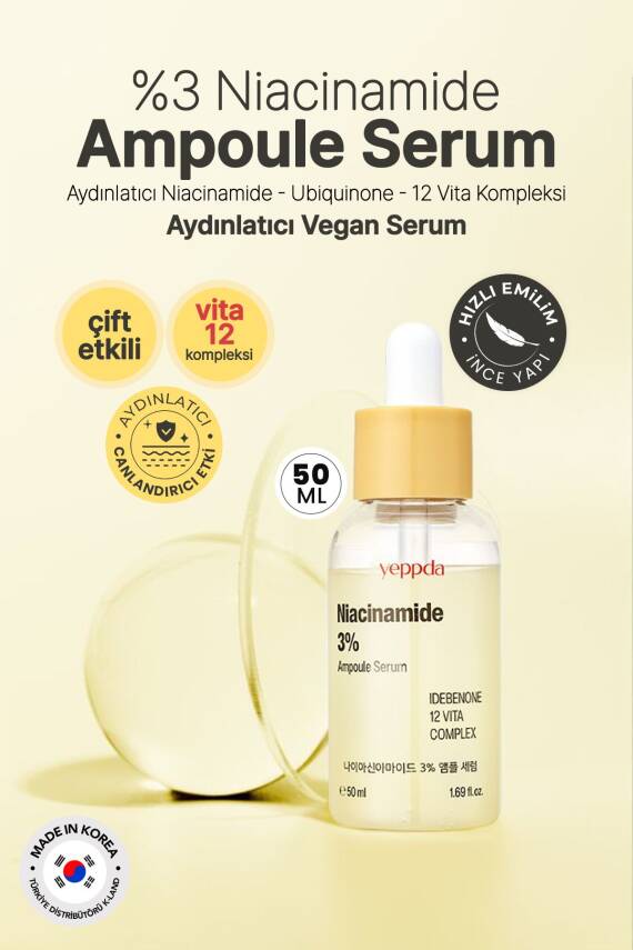 %3 Niacinamide İçeren Aydınlatıcı Vegan Serum Yeppda Niacinamide %3 Ampoule Serum 50ml Büyük Boy - 3