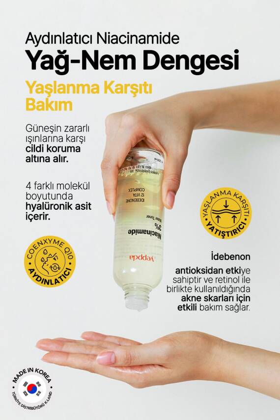 %3 Niacinamide İçeren Aydınlatıcı Vegan Tonik Yeppda Niacinamide %3 Water Toner 200ml - 5