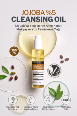 %5 Jojoba Akne Karşıtı, Makyaj ve Yüz Temizleme Yağı Derma Factory %5 Jojoba Cleansing Oil 150ml - 3