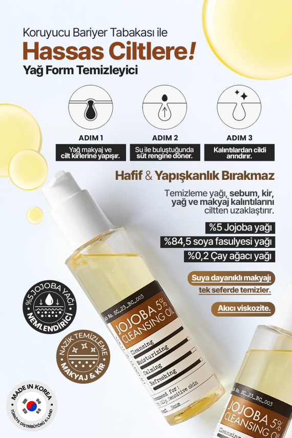 %5 Jojoba Akne Karşıtı, Makyaj ve Yüz Temizleme Yağı Derma Factory %5 Jojoba Cleansing Oil 150ml - 4