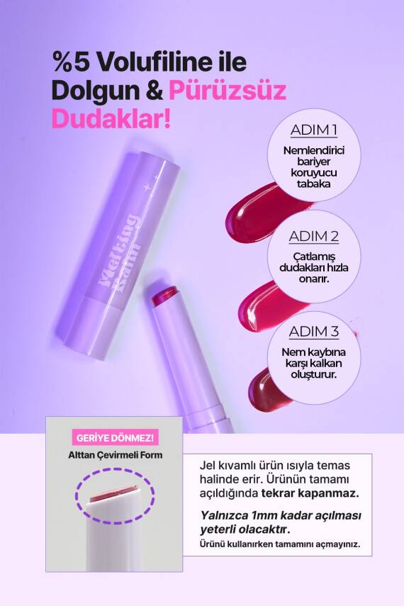 %5 Volufiline ile Dudak Dolgunlaştırıcı ve Nemlendirici Balm Derma Factory Glow Melting Balm - 45