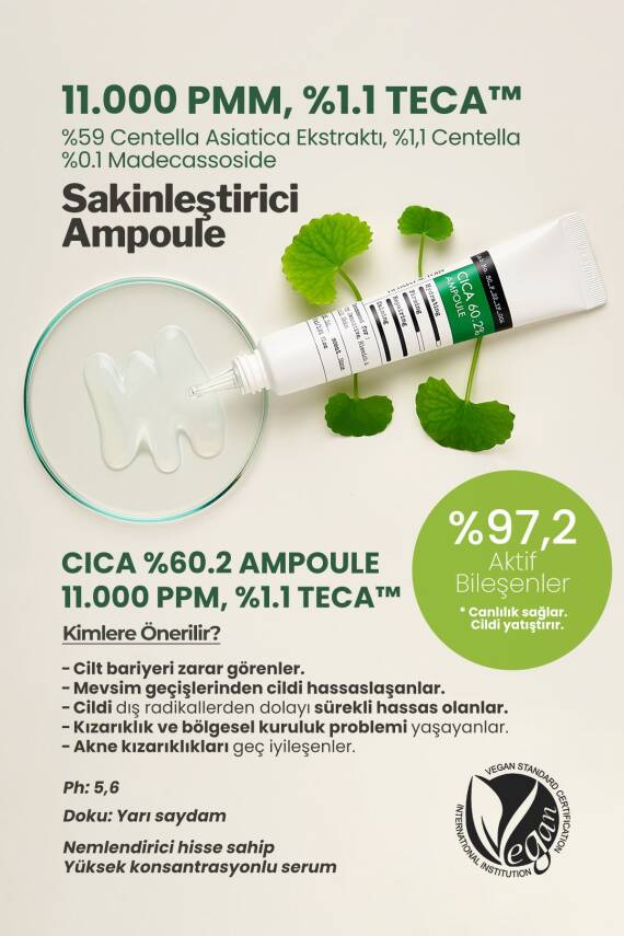 %60.2 Cica İçeren Yatıştırıcı Vegan Serum Derma Factory Cica %60.2 Ampoule 30 ml - 3