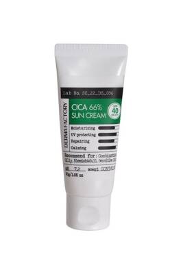 %66 Centella Asiatica İçeren Yatıştırıcı Güneş Kremi Derma Factory Cica Sun Cream sp40 pa+++ 30gr - 1