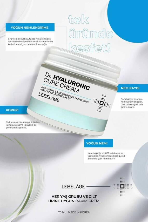 8 Çeşit Hyalüronik Asit Kompleksi İle Yoğun Nemlendirici Krem Dr Hyaluronic Cure Cream - 3