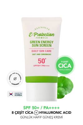 8Çeşit Cica ve Hyaluronic Acid,Nemlendirici Kore Güneş Kremi Elensilia Green Energy Sun SPF50+PA++++ - 1