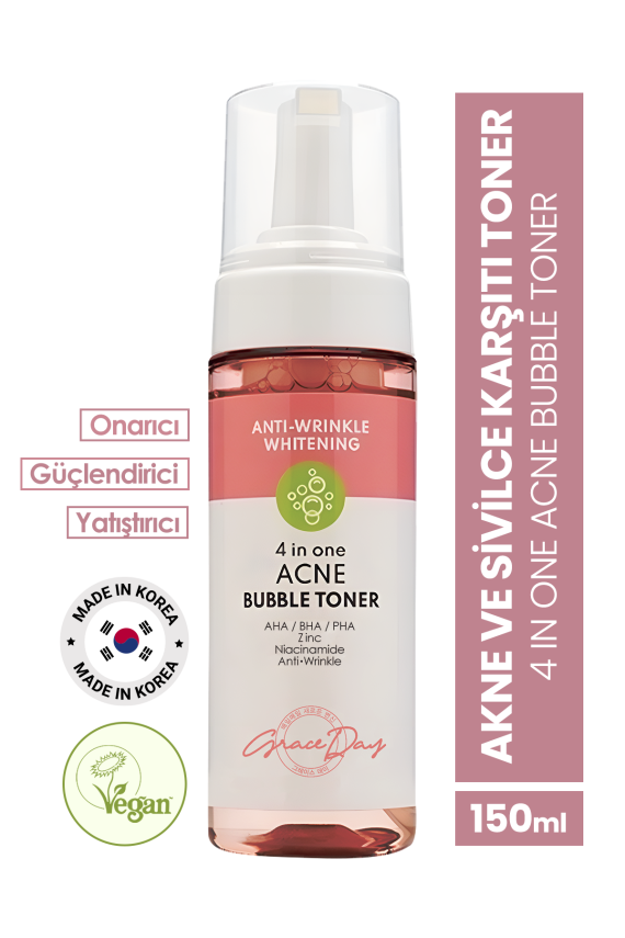 Akneli Ciltlere Özel Köpük Tonik Vegan GRACE DAY All In One Acne Bubble Toner AHABHA 150 ml - 2