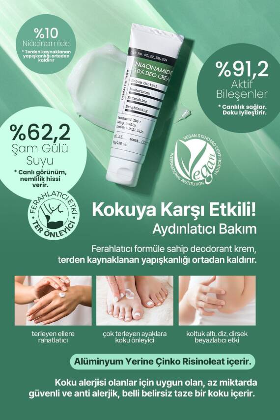 Alüminyum İçermeyen %10 Niacinamide Aydınlatıcı Krem Deodorant Derma Factory Deo Cream - 4