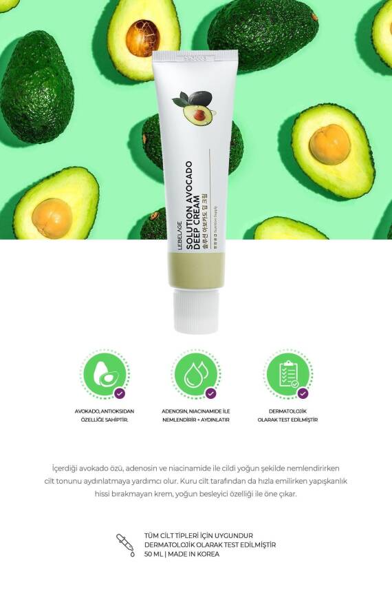 Avokado Özü Ile Besleyici Ve Nemlendirici Krem Solution Avocado Deep Cream - 2