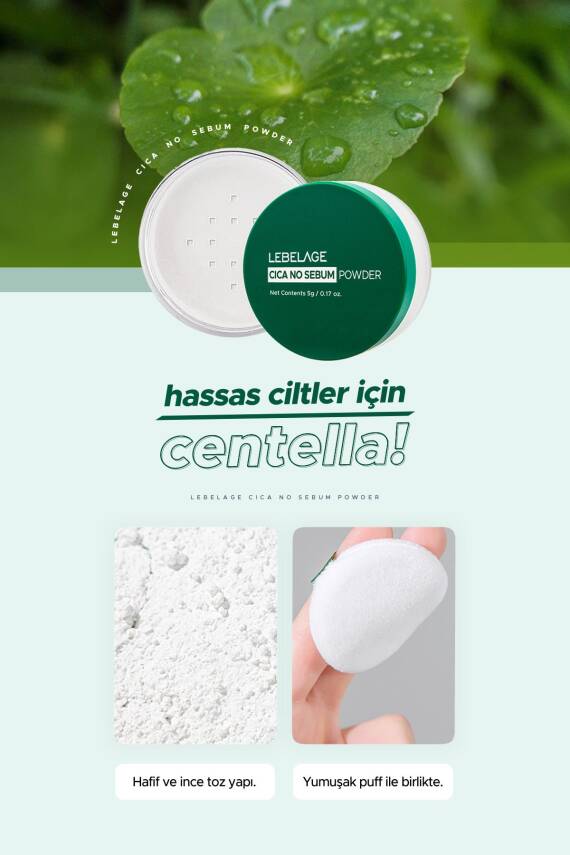 Centella Içeren; Yağlanma Karşıtı Ve Makyaj Sabitleyici Toz Pudra Cica No Sebum Powder - 5