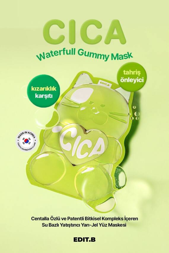 Centella Özlü Yatıştırıcı Yarı Jel Yüz Maskesi EDIT.B Waterfull Gummy Mask CICA - 3