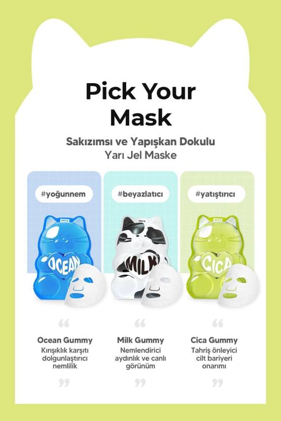 Centella Özlü Yatıştırıcı Yarı Jel Yüz Maskesi EDIT.B Waterfull Gummy Mask CICA - 8