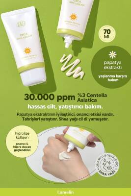 Cica İçeren Hassas Ciltler İçin Yatıştırıcı Güneş Kremi Lamelin Cica Sun Cream Büyük Boy 70ml - 3