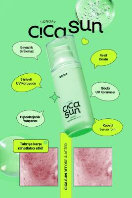 Cica ve Hyalüronik Asit İçeren Nemlendirici SPF50+ Güneş Korumalı Yatıştırıcı EDIT.B Sun Serum 55 ML - 3