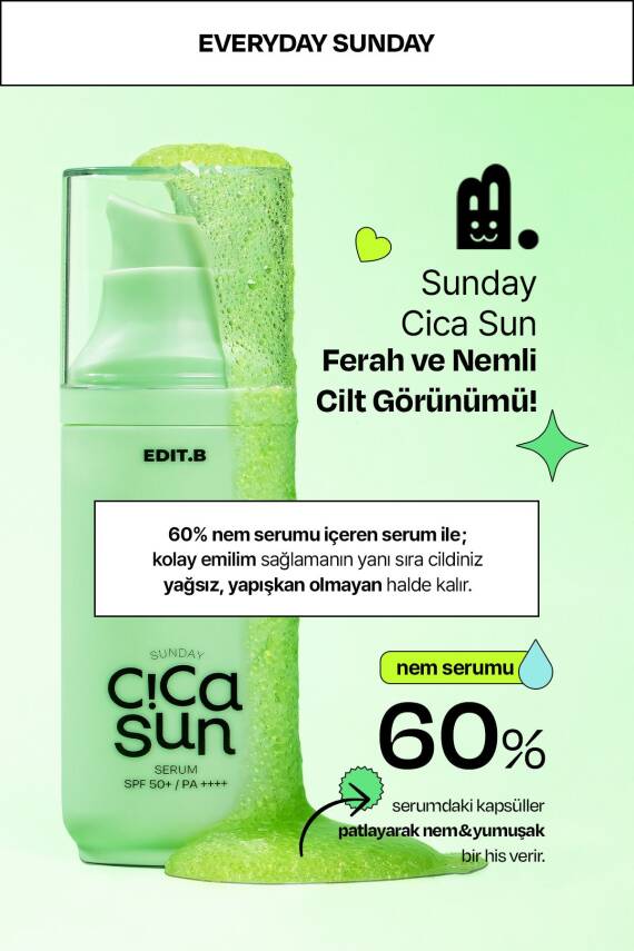 Cica ve Hyalüronik Asit İçeren Nemlendirici SPF50+ Güneş Korumalı Yatıştırıcı EDIT.B Sun Serum 55 ML - 4