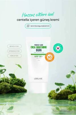 Centella Asiatica İçeren Hassas Cilt Güneş Koruyucu LEBELAGE Cica Soothing Sun SPF 50+ PA++++ 50gr - 3