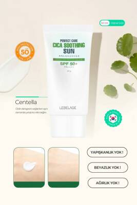 Centella Asiatica İçeren Hassas Cilt Güneş Koruyucu LEBELAGE Cica Soothing Sun SPF 50+ PA++++ 50gr - 4