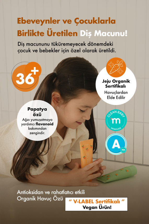 Çocuklar İçin Doğal ve Vegan Kore Diş Macunu UNPA Cha Cha Children Toothpaste - 4