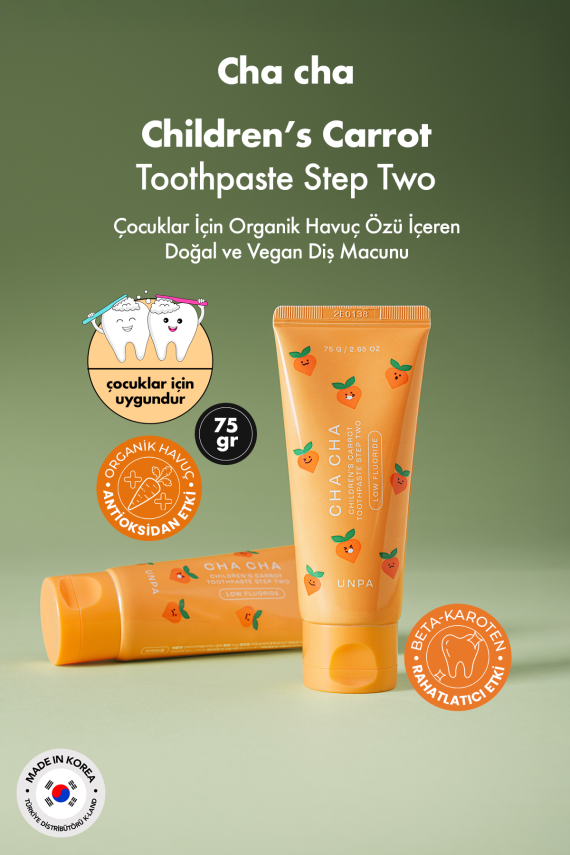 Çocuklar İçin Doğal ve Vegan Kore Diş Macunu UNPA Cha Cha Children Toothpaste - 3