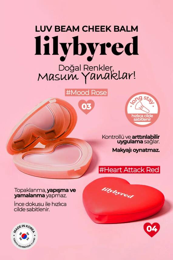 Doğal Görünümlü Krem Allık lilybyred Luv Beam Cheek Balm - 19