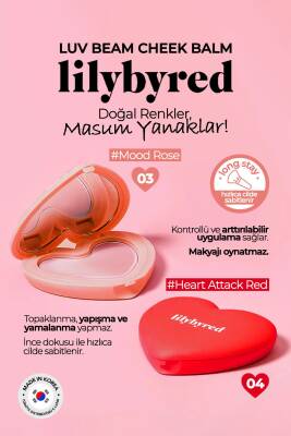 Doğal Görünümlü Krem Allık lilybyred Luv Beam Cheek Balm - 4