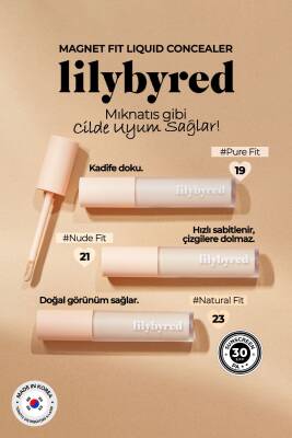 Doğal Görünümlü SPF 30+ PA++ Güneş Koruyucu İçeren Kapatıcı lilybyred Magnet Fit Concealer 21 No - 15