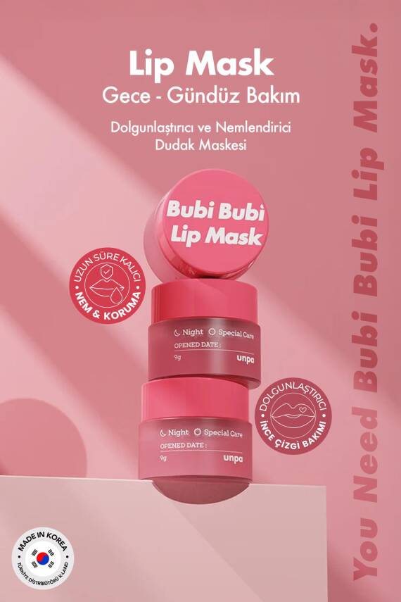 Dolgunlaştırıcı ve Nemlendirici UNPA Dudak Maskesi Bubi Bubi Lip Mask - 3