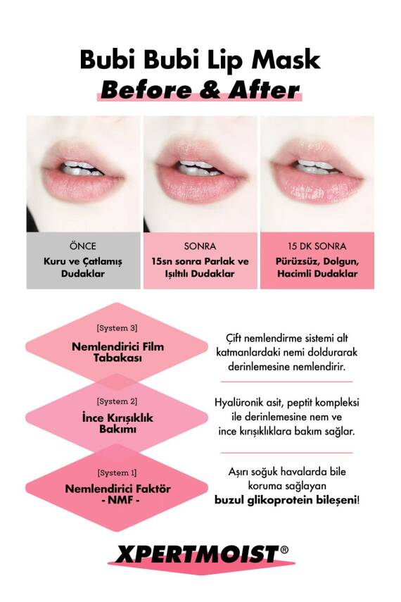 Dolgunlaştırıcı ve Nemlendirici UNPA Dudak Maskesi Bubi Bubi Lip Mask - 6