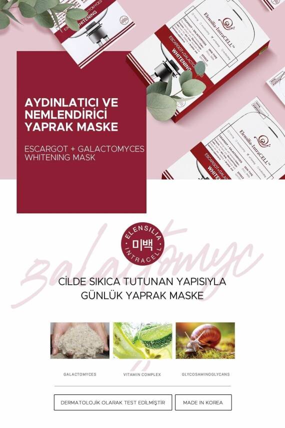 Escargot + Fermente Pirinç Aydınlatıcı Yaprak Maske Intracell Galactomyces Whitening Mask - 2