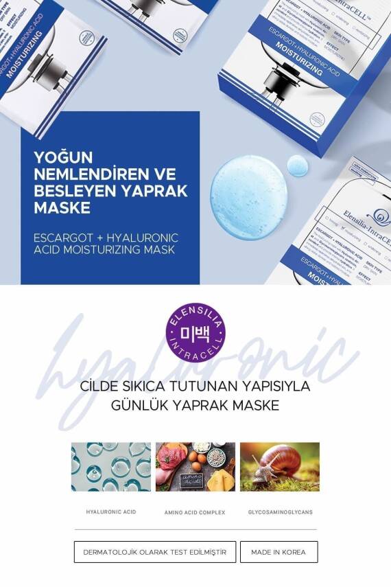 Escargot + Hyaluronik Asit Yoğun Nemlendirici Yaprak Maske Intracell Hyaluronic Acid Mask - 2