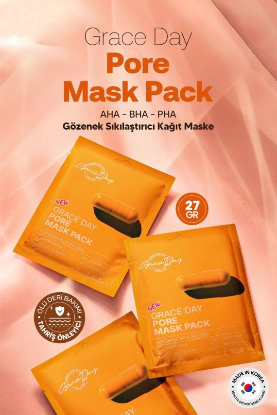 Gözenek Bakımı İçin Vitamin ve AHA BHA PHA İçeren Kağıt Maske Grace Day Pore Mask Pack - 2