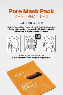 Gözenek Bakımı İçin Vitamin ve AHA BHA PHA İçeren Kağıt Maske Grace Day Pore Mask Pack - 4