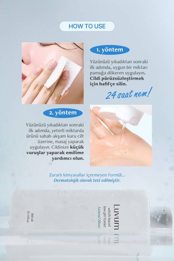 Gözenek Görünümünü Azaltan Nemlendirici pH 5.5 Tonik Luvum Witch Hazel Hyaluronic pH Toner 300ml - 6