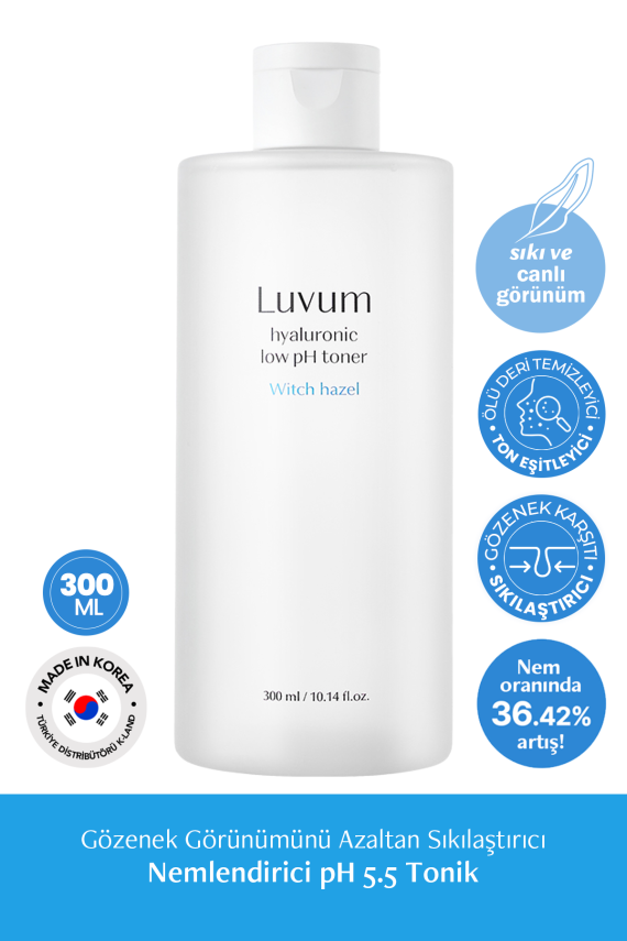 Gözenek Görünümünü Azaltan Nemlendirici pH 5.5 Tonik Luvum Witch Hazel Hyaluronic pH Toner 300ml - 2