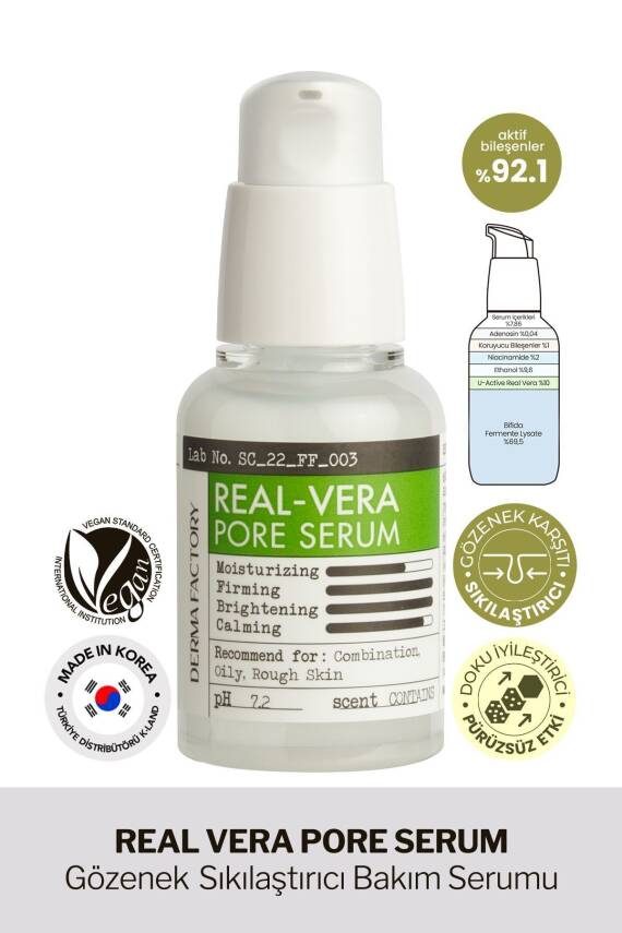 Gözenek Sıkılaştırıcı Bakım Serumu Derma Factory Real Vera Pore Serum 30ml - 1