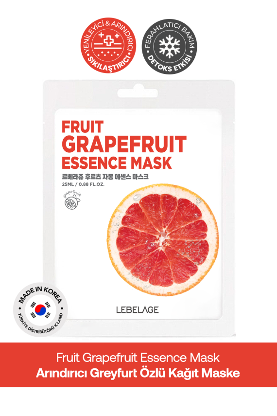 Greyfurt Özü İçeren Aydınlatıcı; Nemlendirici Kağıt Maske Lebelage Fruit Grapefruit Mask - 2