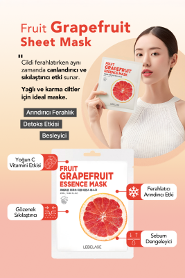 Greyfurt Özü İçeren Aydınlatıcı; Nemlendirici Kağıt Maske Lebelage Fruit Grapefruit Mask - 3