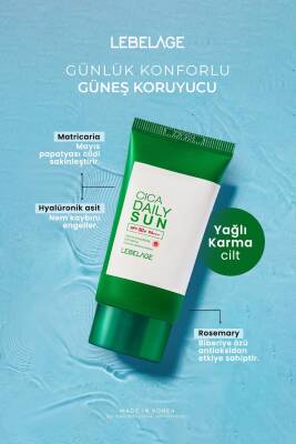 Günlük Hassas ve Konforlu Kore Güneş Kremi Lebelage Cica Daily Sun SPF50+ PA+++ 30ml - 3