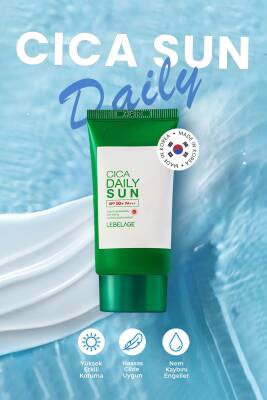 Günlük Hassas ve Konforlu Kore Güneş Kremi Lebelage Cica Daily Sun SPF50+ PA+++ 30ml - 4