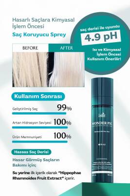 Hasarlı Saçlar İçin Kurutma ve Kimyasal İşlem Öncesi Saç Koruyucu Sprey Lador Wonder Pic Hair Water - 5