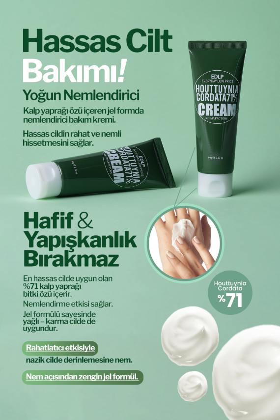 Hassas Cilt Için %71 Oranda Houttuynia Cordata Içeren Nemlendirici Jel Cream 60gr - 3