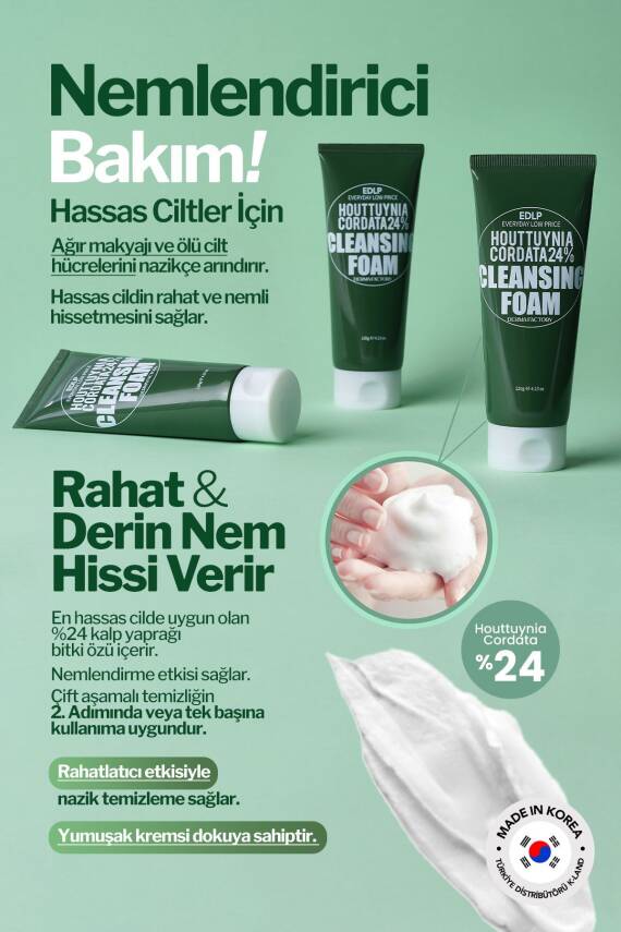 Hassas Ciltler İçin %24 Houttuynia Cordata İçeren Vegan Temizleyici Derma Factory Foam 120 gr - 4