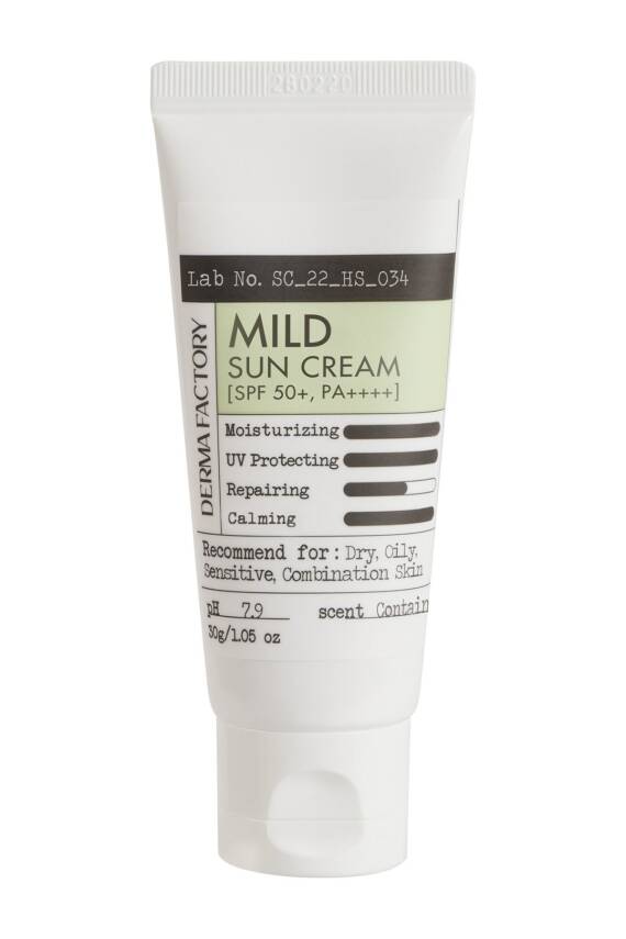 Hassas Ciltler İçin Hafif Dokulu Vegan Güneş Kremi Derma Factory Mild Sun Cream SPF 50+ PA++++ 30ml - 1